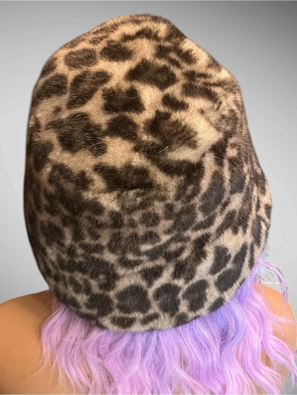 House of Harlow Faux Fur Leopard Print Bucket Hat One Size